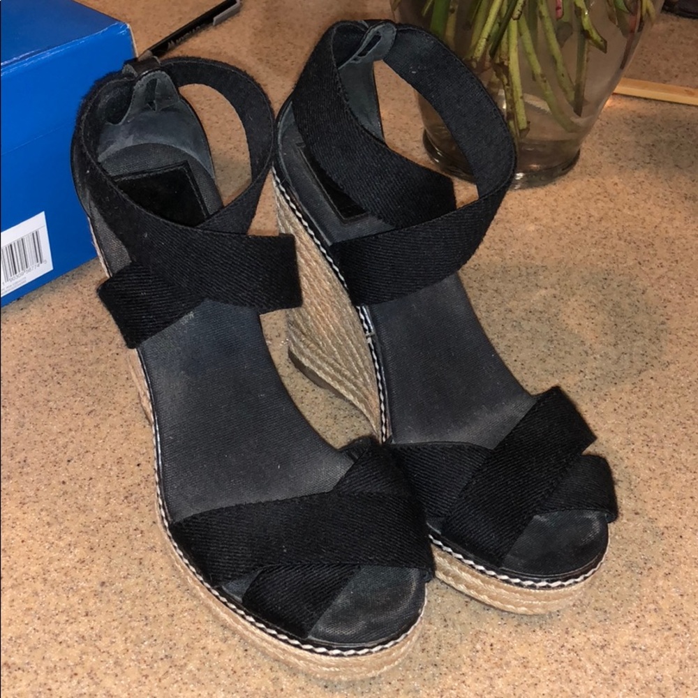Black Tory Burch Espadrille Wedges
